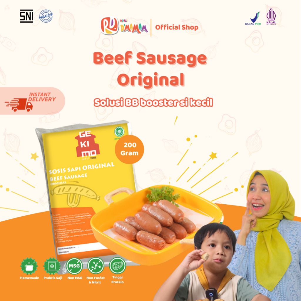 

Beef Sausage Original 200g D'MAMAM Gekimo Sosis Sapi Anak MPASI Homemade SNI BPOM HALAL Tanpa Telur