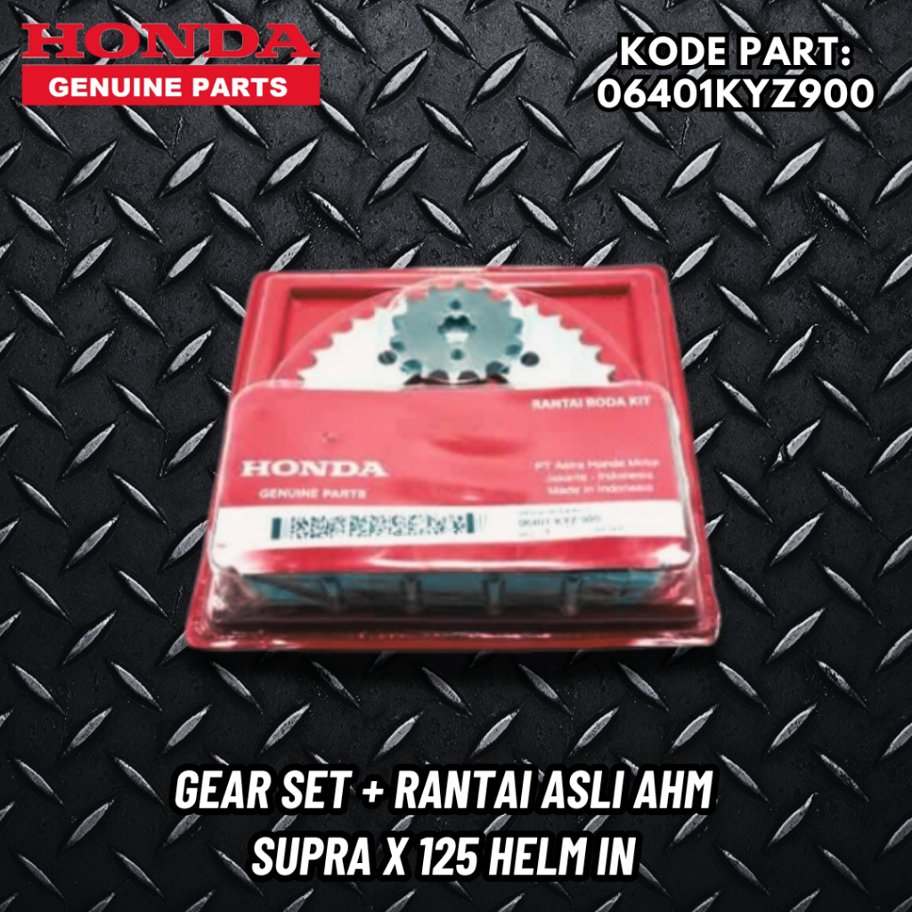 Gear Set / Gir Set + Rantai Roda Kit (Drive Chain Kit) Supra X 125 Helm-in ORI AHM Kode: 06401KYZ900