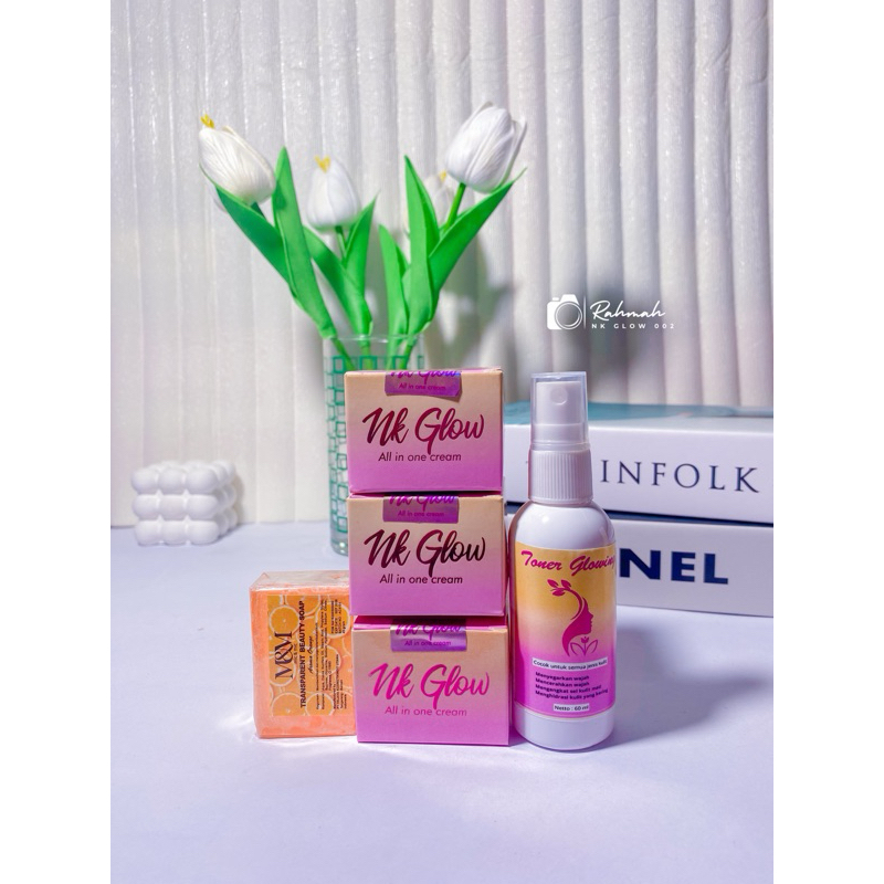 Paketan 3 pot cream nk glow - sabun - toner/serum (GRATIS KAPAS)