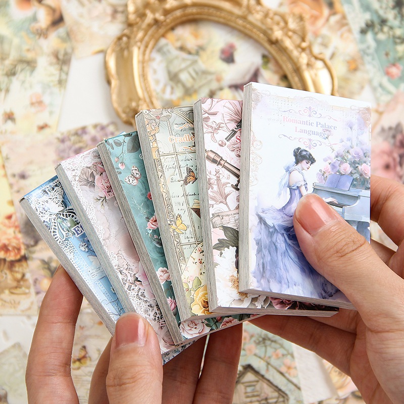 

50 Lembar Kertas Hias Seri Mimpi Waltz 5x8cm Untuk Dekorasi Scrapbook Bullet Journal Diary Jurnal Retro Vintage