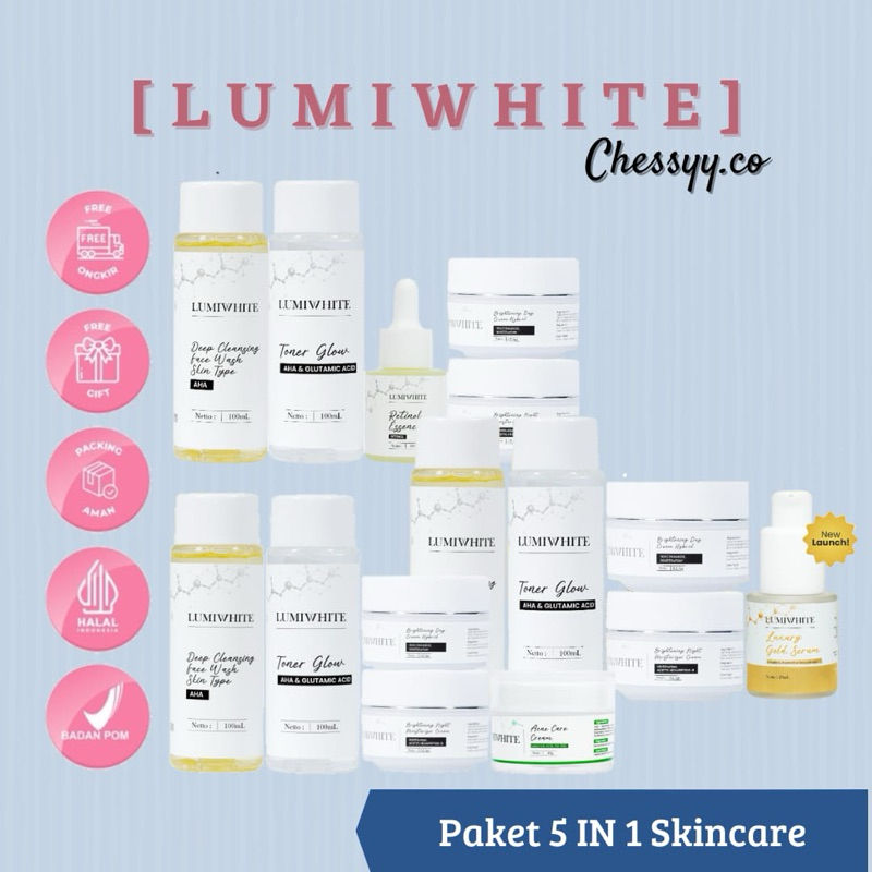 [ READY‼️] 5IN1 LUMIWHITE PAKET SUPER BRIGHTENING | PAKET ACNE | PAKET LUXURY GOLD | LUMIWHITE SKINC