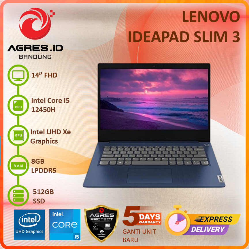 LENOVO IDEAPAD SLIM 3 14 14IAH8 I5 12450H 8GB 512GB 14" FHD IPS  -6YID