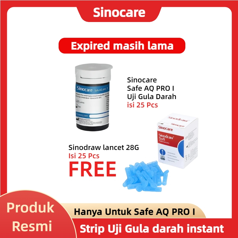 Sinocare Safe AQ Pro I Strip Cek Gula Darah (25 Strip) strip gula darah sinocare strip gula darah