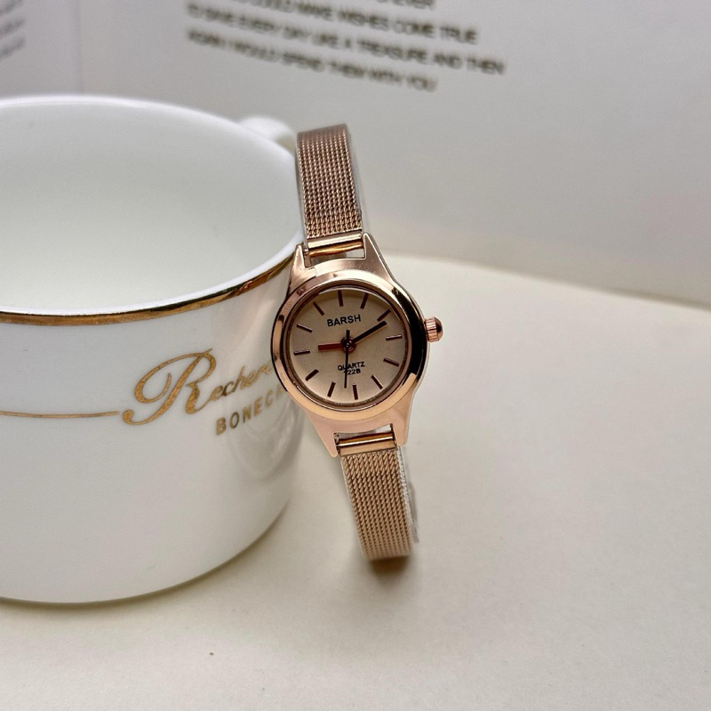 [BEST SELLER] Jam Tangan Wanita BARSH Rosegold Elegan Anti Karat | Korean Vintage Quartz