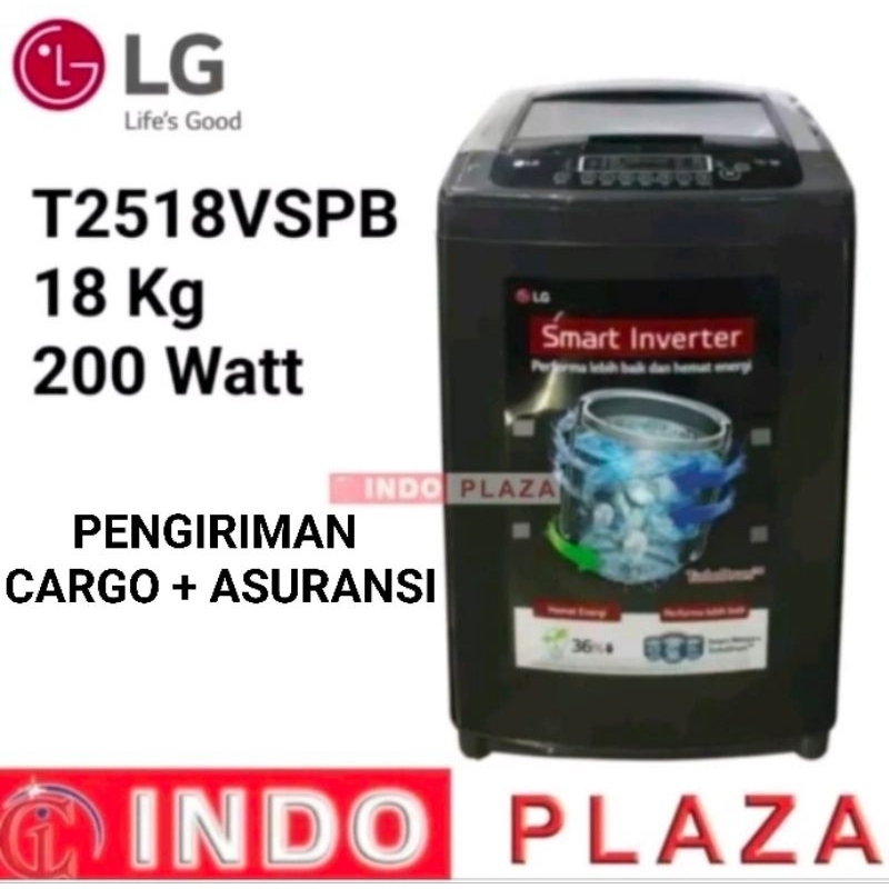 MESIN CUCI LG 1 TABUNG TOP LOADING 18KG/18KG T2518VSPB (CARGO + ASURANSI)