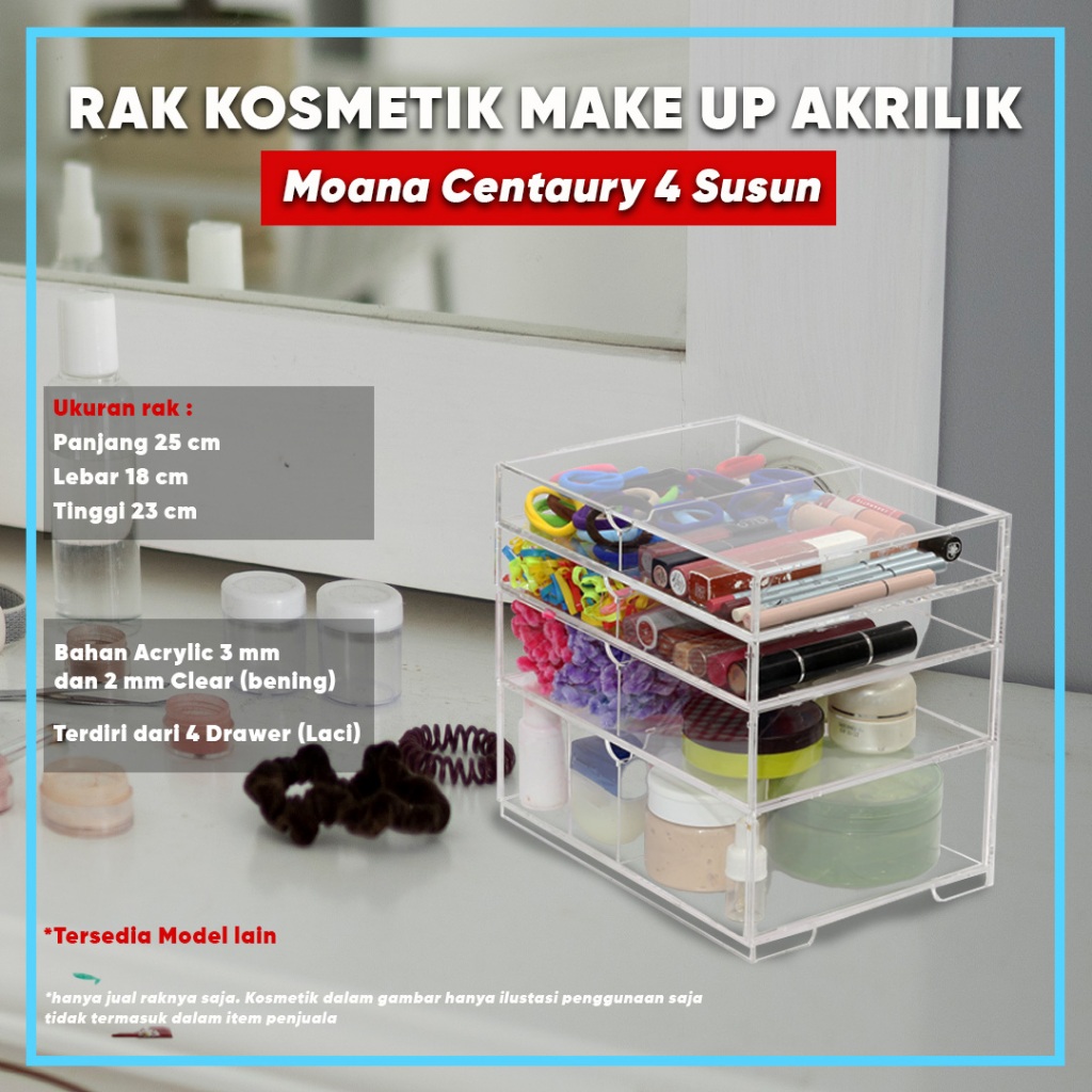Rak Laci Aksesoris Akrilik Moana Centaury 4 Susun