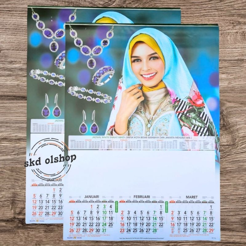 kalender tahun 2025 4 lembar 3 bulanan ukuran 38x54cm gambar artis perhiasan A0 134(terima castume c