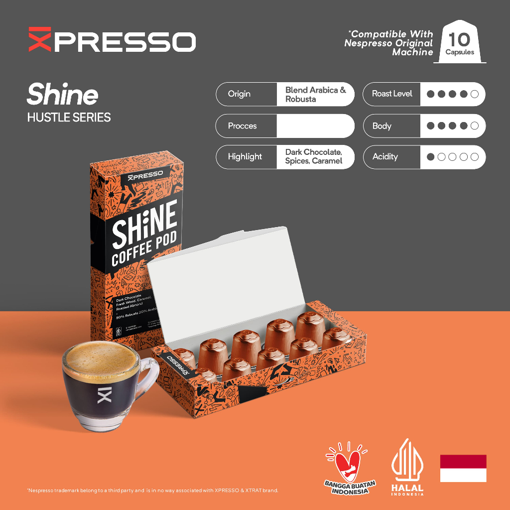 

Nespresso Capsule Compatible Kopi Kapsul Shine - Xpresso Coffee Capsule