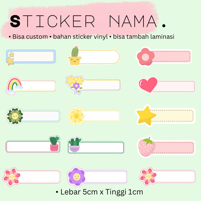 

sticker nama Aesthetic bisa custom nama (dapat 60pcs)