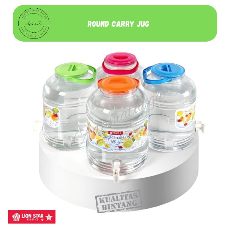 Dispenser Minuman Galon Air Galon Kran Round Carry Jug With Tap Lion Star