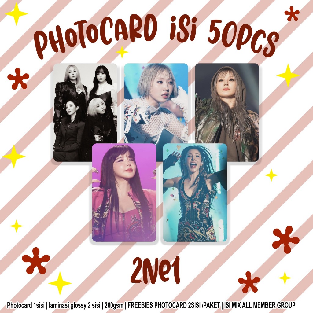 PAKET PHOTOCARD 2NE1 TERBARU ISI 25PCS 50PCS 100PCS GLOSSY DEPAN BELAKANG PAKETAN PHOTOCARD TERMURAH
