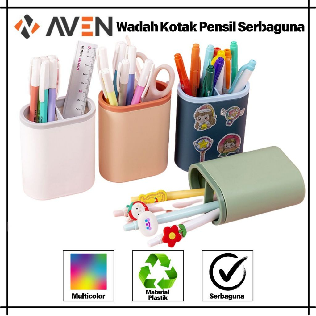 

Tempat Pensil & Pulpen Alat Tulis Sekolah Kantor Polos Simple Serbaguna Minimalis Pen Holder 2 Sekat