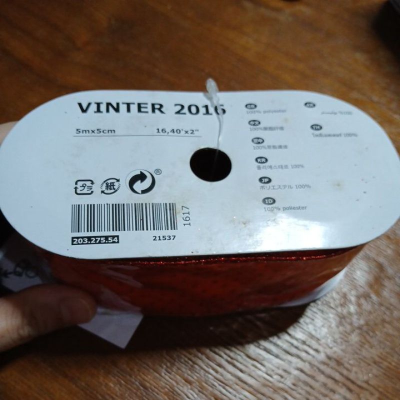 

IKEA VINTER pita lebar 5cm untuk hias kado souvenir merah titik