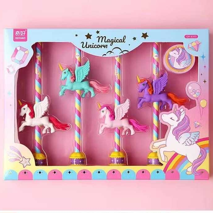 

8103 Set Alat Tulis Pensil + Eraser + Rautan Karakter Unicorn Souvenir Gift Anak
