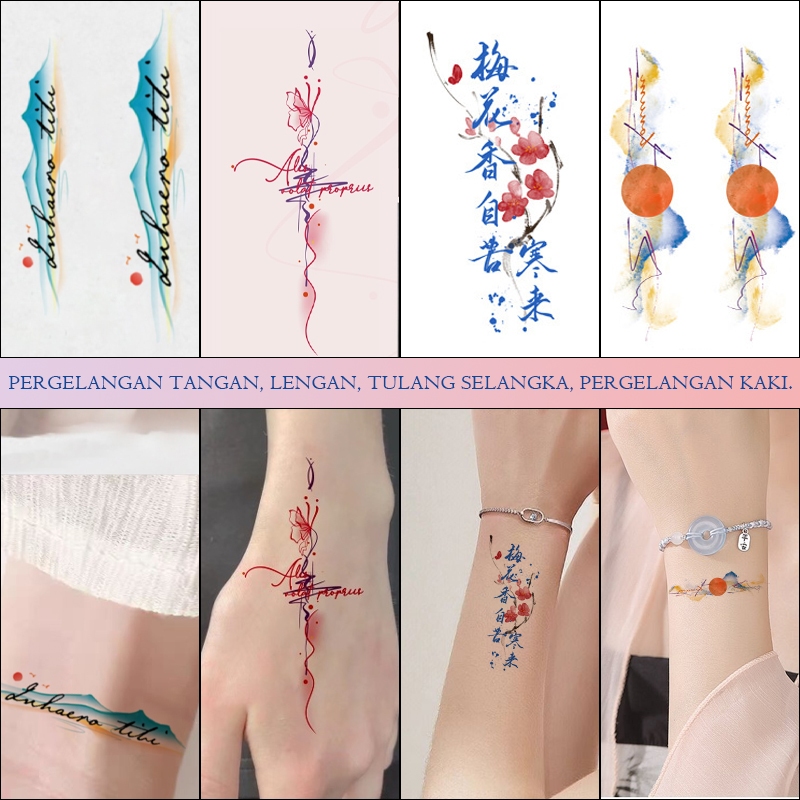Set 10pcs stiker tato, set tato temporer, set tato kesehatan,tato ink, desain Latin dan gaya Tiongko