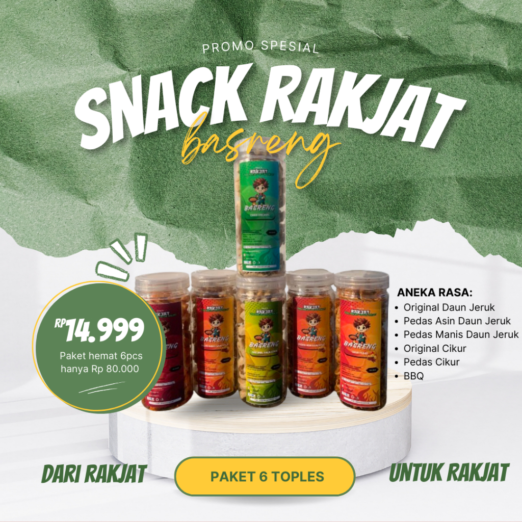 

[6 PCS] Paket BASRENG RAKJAT - 6 Varian Rasa - Camilan kemasan 150 gram Snack dari Rakjat untuk Rakjat