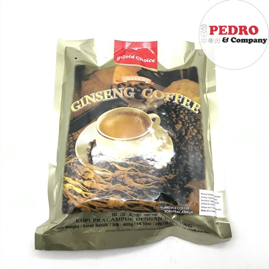 

Gold choice instant GINSENG COFFEE 400 gram isi 20 sachet kopi gingseng