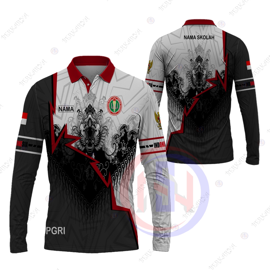 Baju PGRI Pria / Baju Guru Seragam PGRI Pria / Kaos Polo Pria Batik PGRI / Jersey PGRI Fullprinting