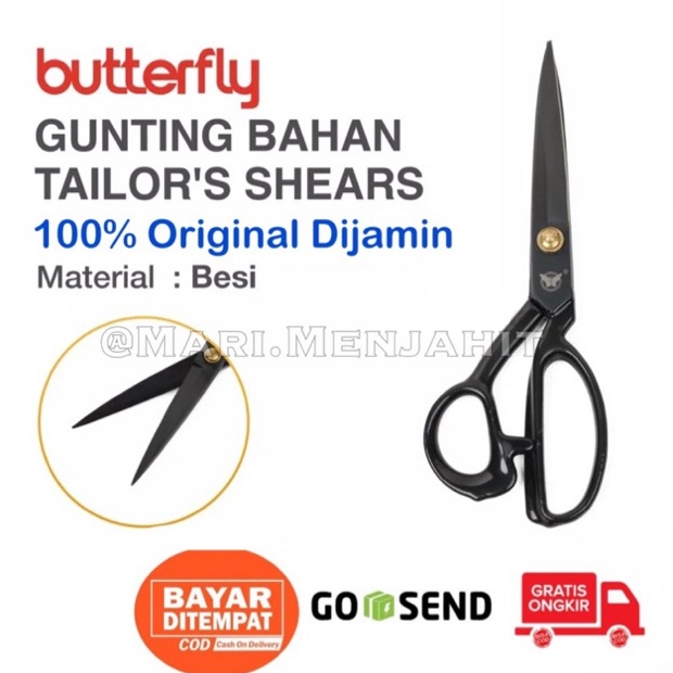

KODE Y4Y9 Gunting Potong Bahan Kain Butterfly Baja Hitam untuk Tailor Konveksi High Quality 8 9 1