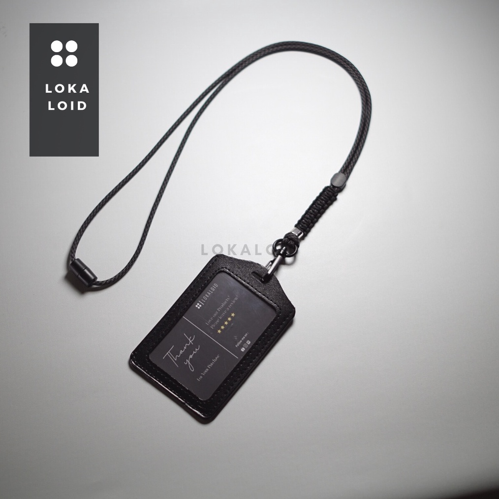 

KODE O5L4 Lanyard ID Gantungan Tali Paracord Gantungan Nametag Kulit Abu Strip Black Microcord by Lokaloid