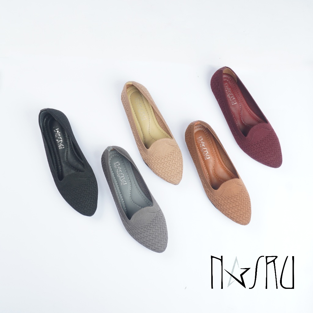 Nasru Sepatu Wanita Flat Shoes Celine Rajut Import Premium