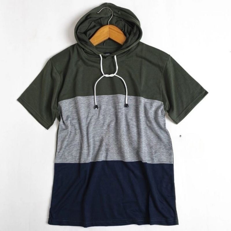 Kaos Hoodie Pria Lengan Pendek Kaos Kupluk