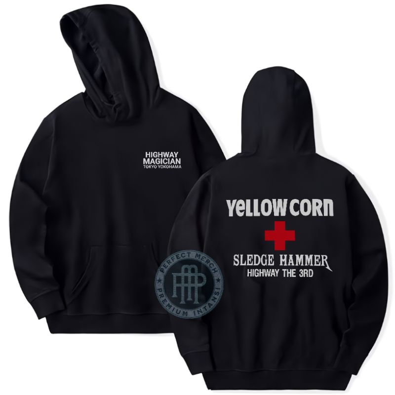 Hoodie Yellow Corn Hitam Premium