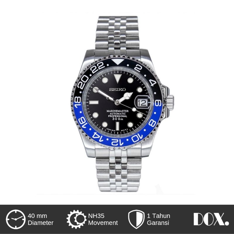 Jam Tangan Seiko Batman NH35 Automatic Rantai Jubilee Diameter 40mm Seikomod Stainless