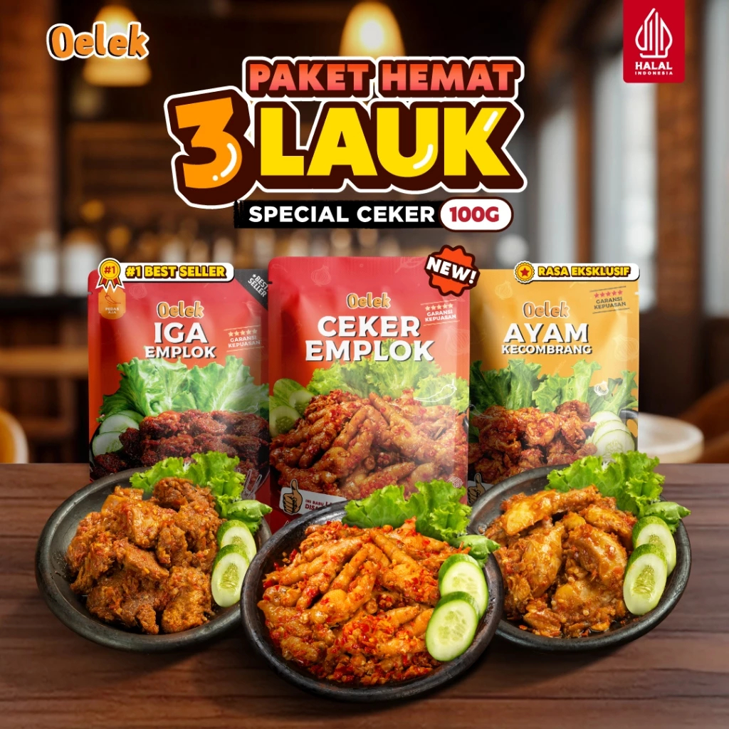 

Oelek Paket Hemat 3 Pcs Lauk - Iga Emplok / Ceker Emplok / Ayam Kecombrang 100gr