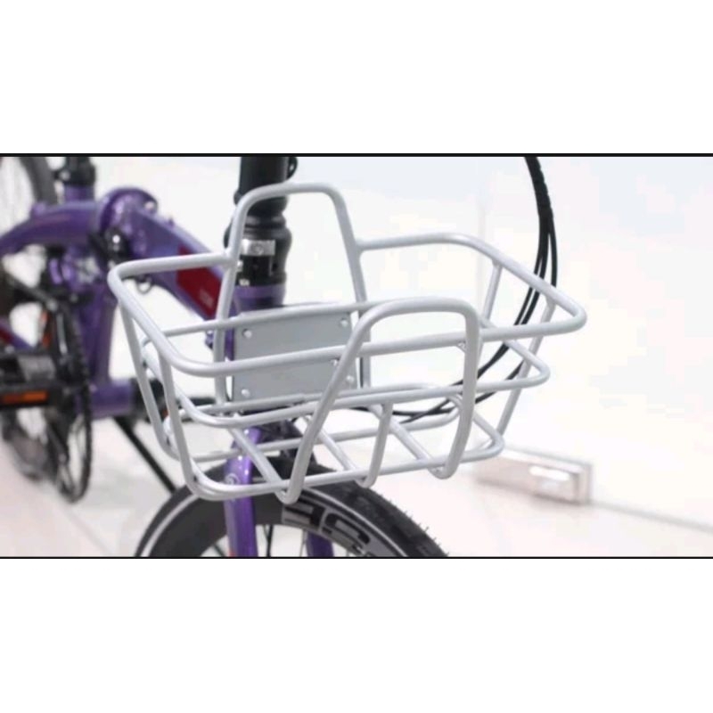 keranjang front block sepeda lipat classic alloy silver