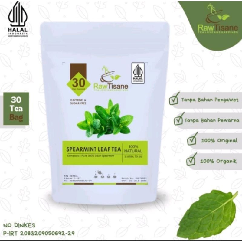 

RAW TISANE Spearmint Leaf Tea : Teh Daun Spearmint Isi 30 Tea Bag