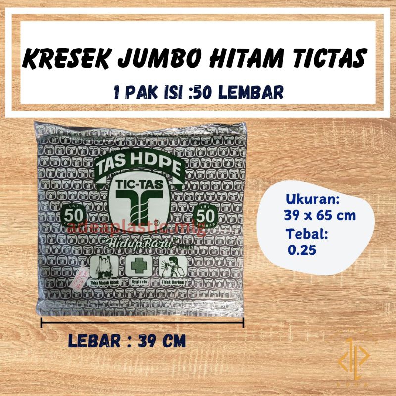 [50 LBR] Kresek Jumbo TicTas ukuran 39x60 cm Tebal 0,3 Hitam/Merah/Putih / Kresek Besar / Kresek Lau