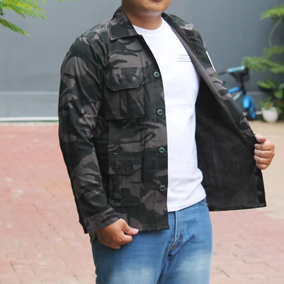 JAKET PARKA LORENG PRIA WANITA LORENG HITAM KODE O4N2