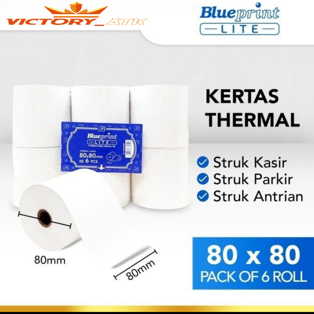 

KERTAS THERMAL 80x80 mm BLUEPRINT LITE 80 x 80 mm - 1 Pack 6 Roll