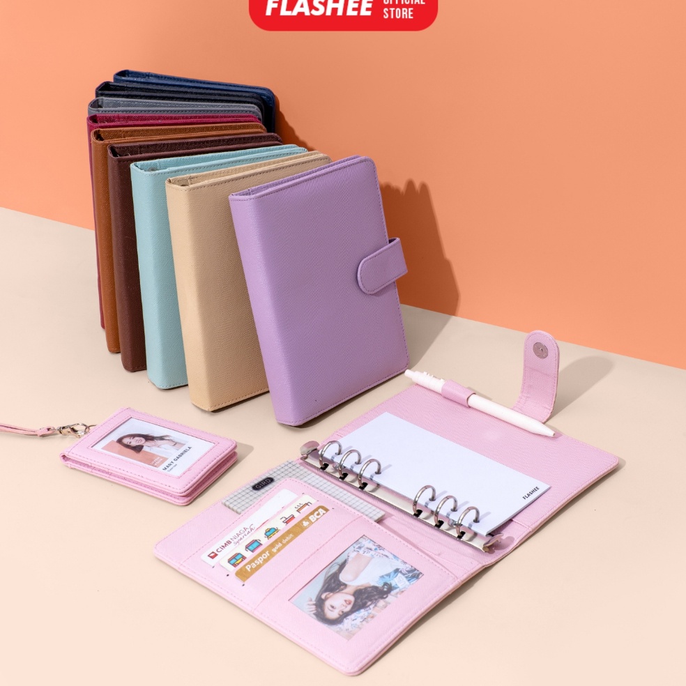 

KODE X6H5 Flashee Binder Polos A6 6 Ring Eksklusif Levi Agenda A6 Polos Binder Berkualitas Dompet Keuangan