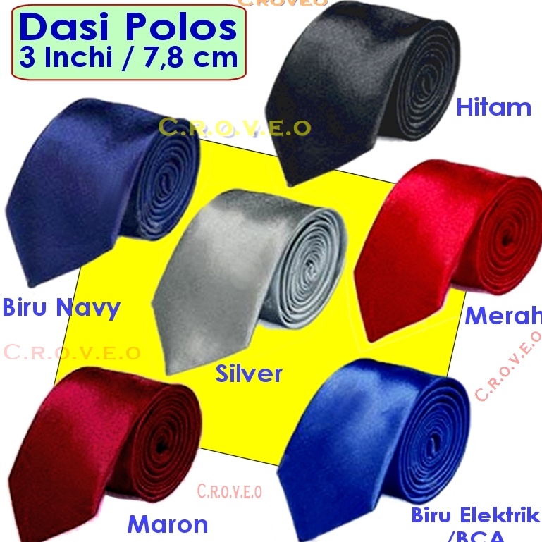 Best Deal Dasi Polos Pria Panjang Formal Satin 3 inch 3inch Warna Hitam Merah Kantor Kerja Biru Mura