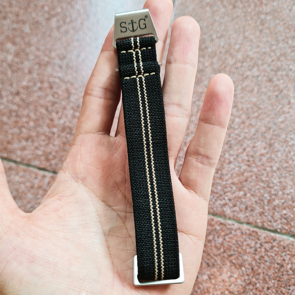 Tali Jam Strap Guy MN-BLK-SND-02-20A-AC Black Beige Sand Stripe Elastic Hook Nylon Strap