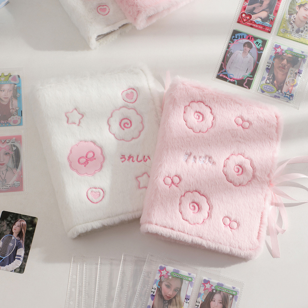 

Soft Plush A5 Binder Photo Album With 10pcs Double Pocket sleeve Kawaii Kpop Photocards Collect Book