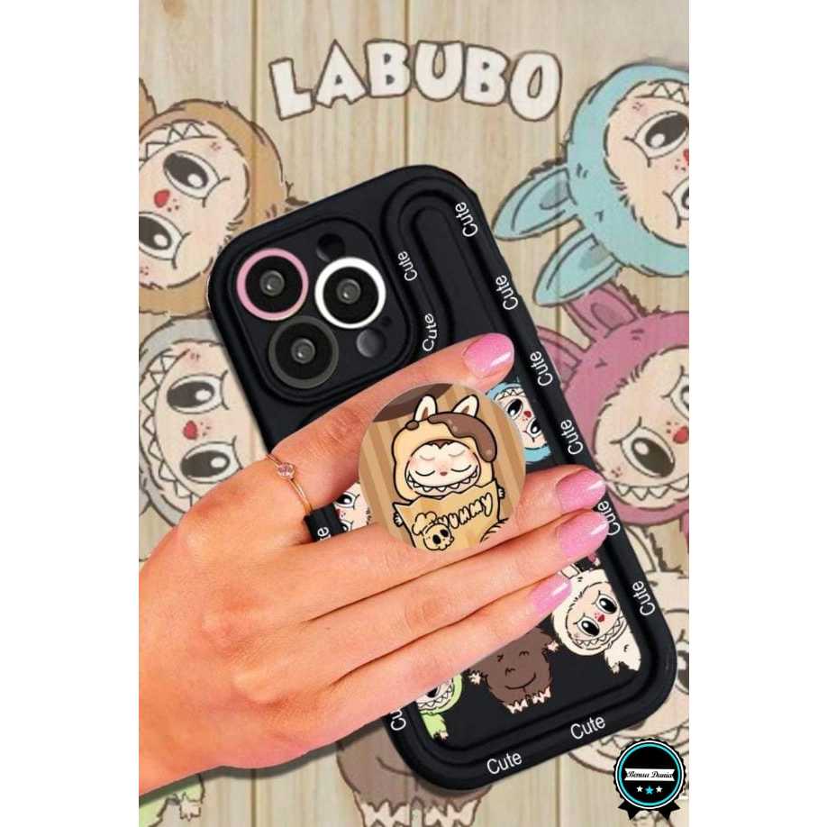 SSP007 Paket Hemat Popsocket + Labubu Double Side Case Cute Silikon Softcase Casing Hp Compatible Fo
