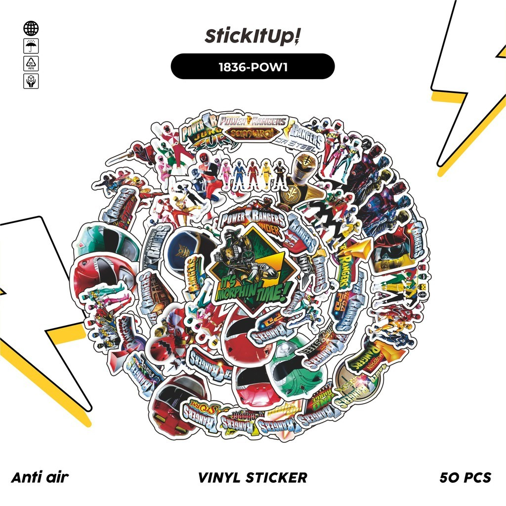 

COD✨ 50 Pcs Stiker POWER RANG3R MIX 01 Lucu Anti Air Untuk Dekorasi Notebook Sepeda Skateboard Handphone DIY