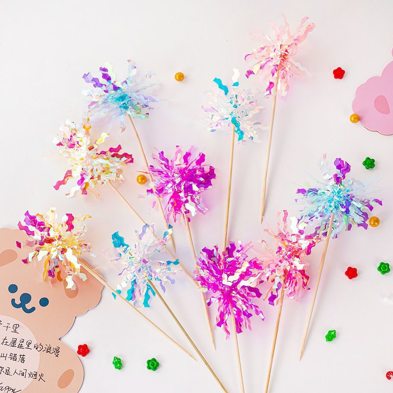 [2pc] Topper cake kembang api rumbai warna warni dekorasi hiasan cake