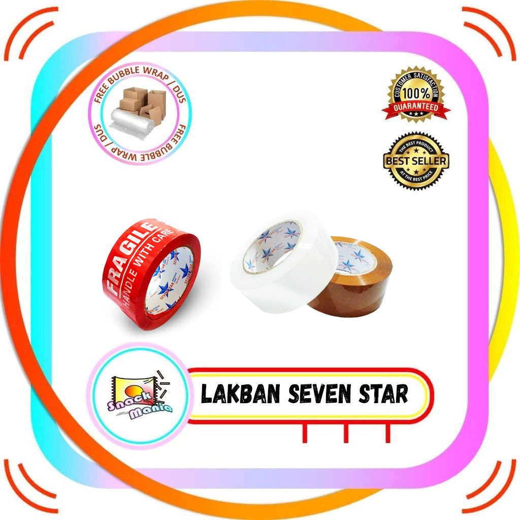 

Isolasi Lakban Seven Star Tape OPP - Putih Bening Coklat Plakban Besar
