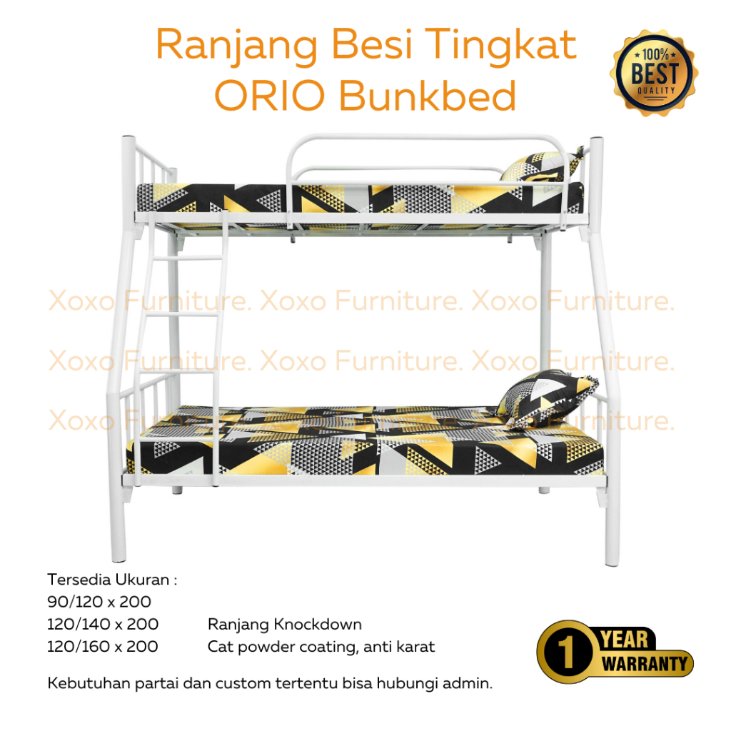 Ranjang Susun Ranjang Tingkat Dewasa dan Anak Besar-Kecil Tempat Tidur Tingkat Besi 90x120x200