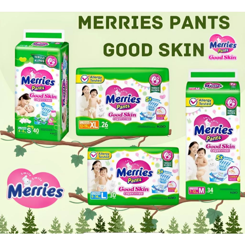 Merries Good Skin Pants Popok pampers Bayi NB-S40 / M34 / L30 / XL26