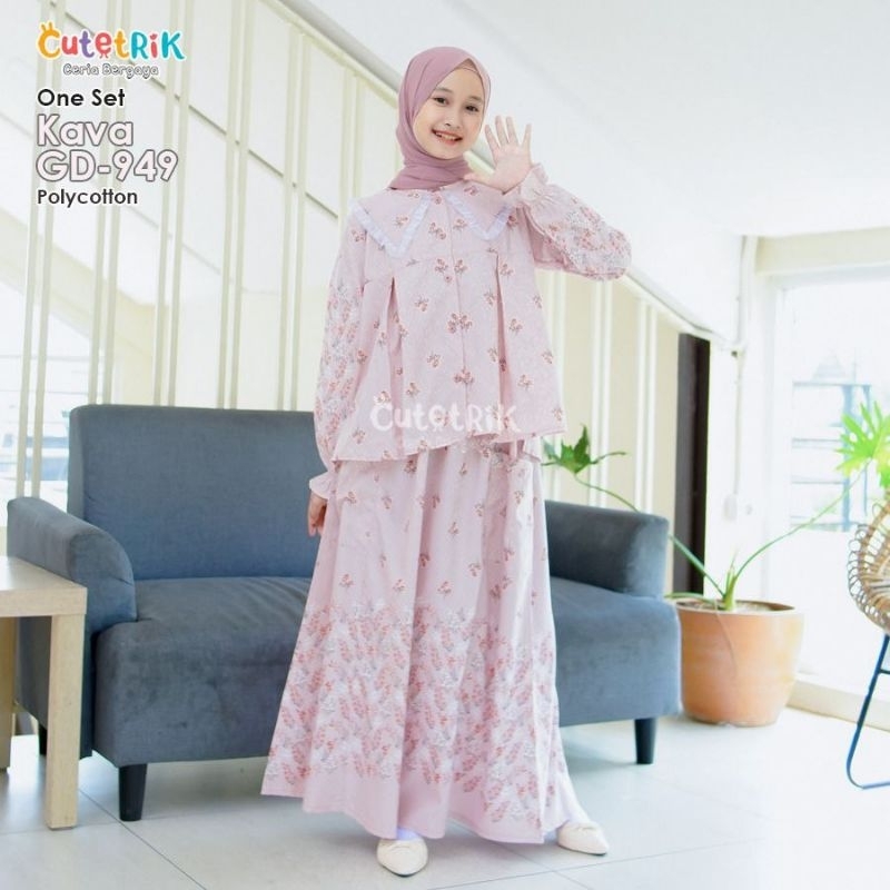 CUTETRIK SETELAN ROK ANAK TANGGUNG DAN REMAJA ONE SET KAVA OOTD BAJU MUSLIM ANAK SD