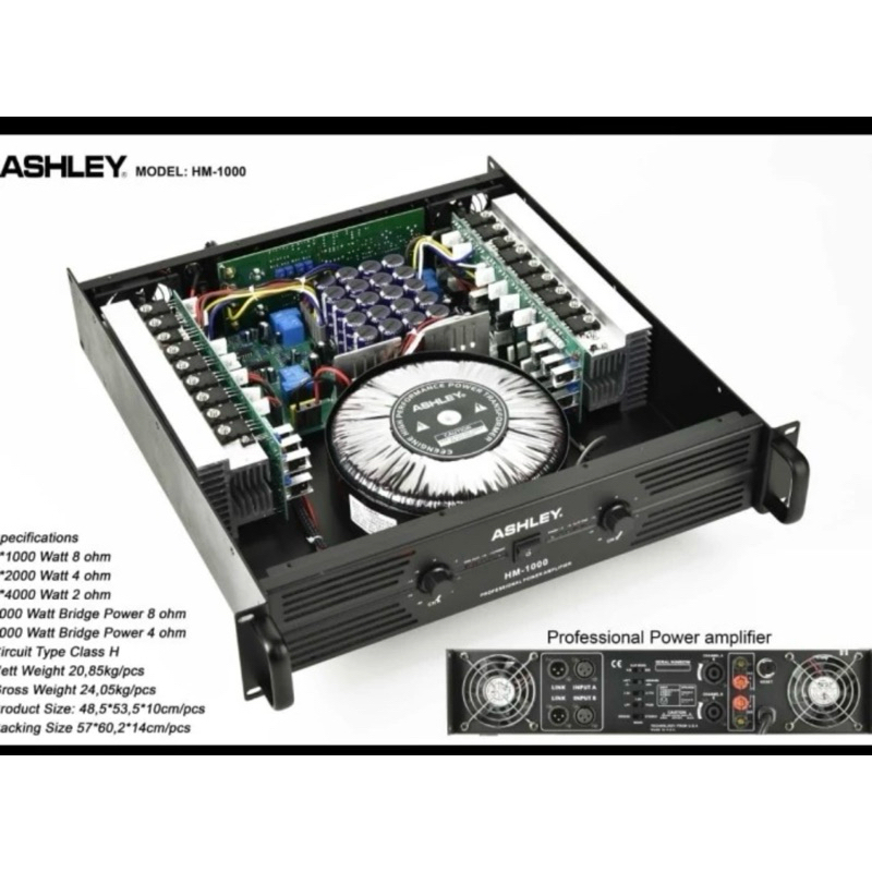 POWER 2 CHANNEL ASHLEY HM1000 HM-1000 HM 1000 ORIGINAL GARANSI RESMI ASHLEY