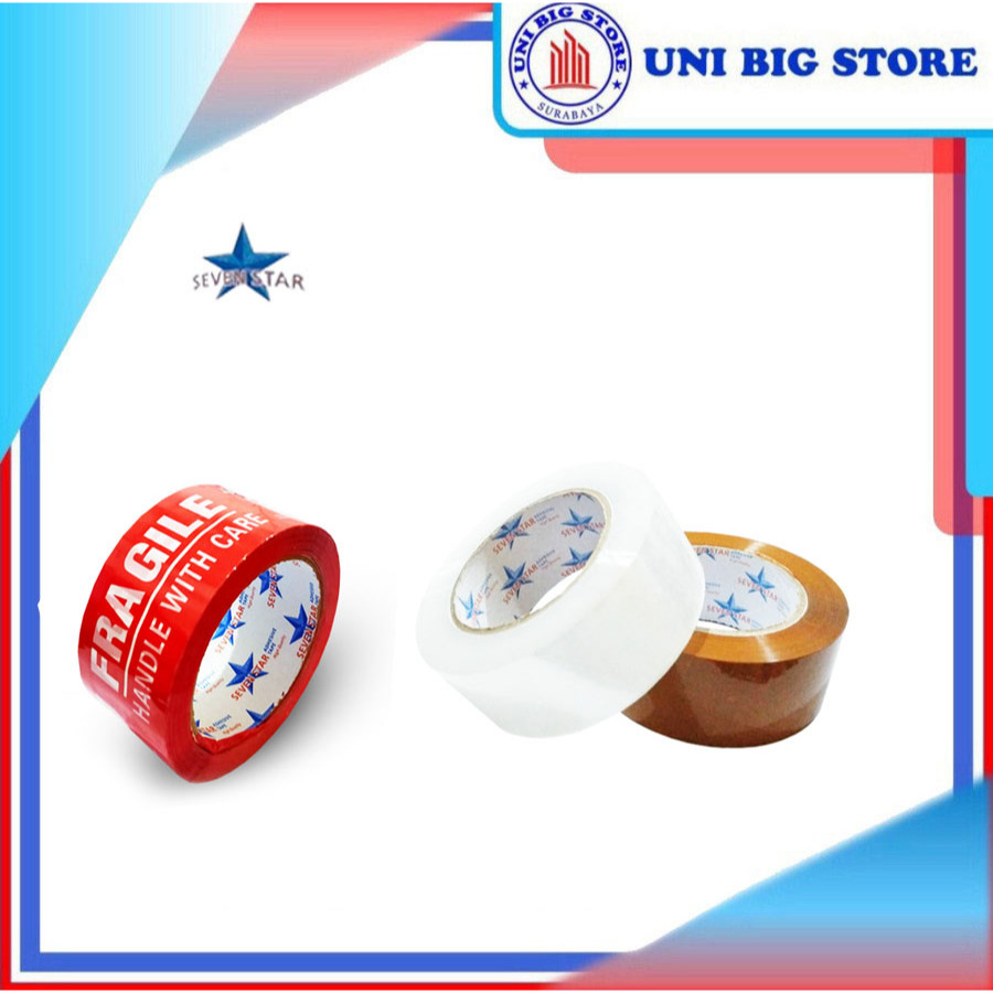 

Isolasi Lakban Seven Star Tape OPP - Putih Bening Coklat Plakban Besar