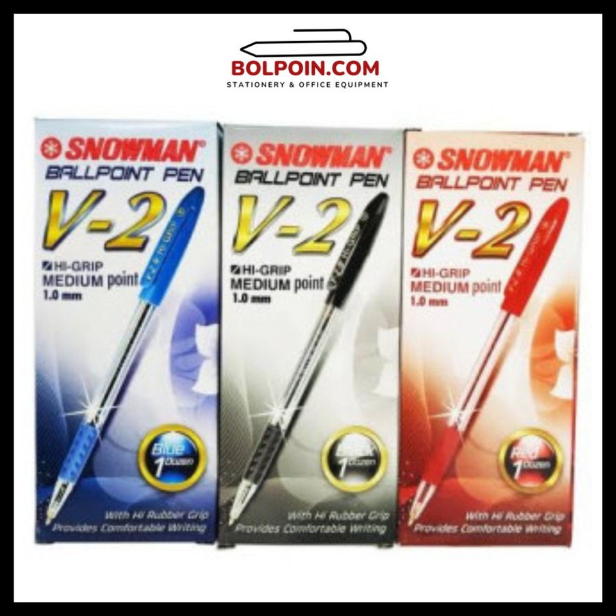 

[ECER] Bolpen Snowmen V2 0.6mm Ballpoint Snowman Hitam/ Biru / Merah