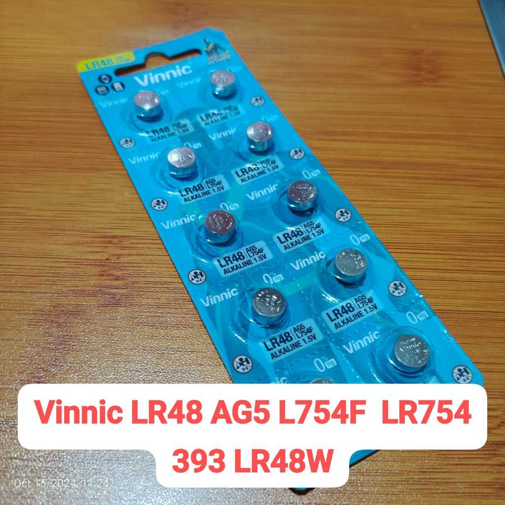 Vinnic Baterai Kancing LR48 AG5 L754F LR 754 393 LR48W