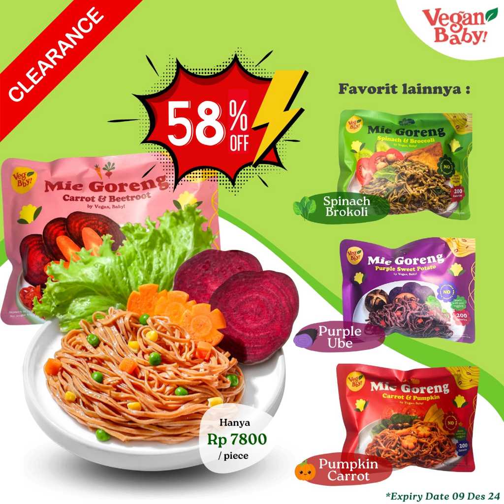 

[Clearance SALE] 58% OFF Vegan Baby Mie Goreng Veggie Noodle Sehat Rendah Kalori Non MSG